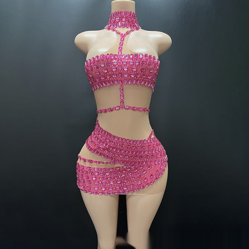 Rhinestone Short Skirt