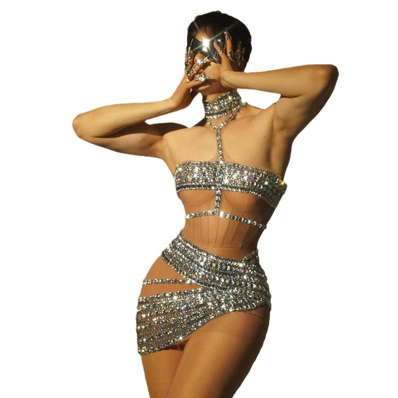 Rhinestone Short Skirt