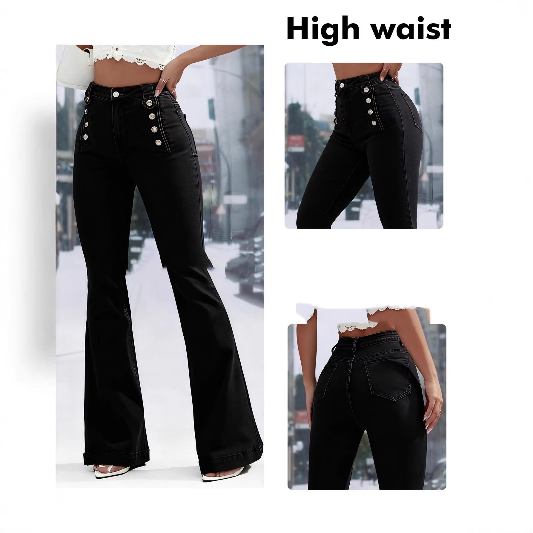 Brand-new Button-fly Washed Stretch Denim Jeans