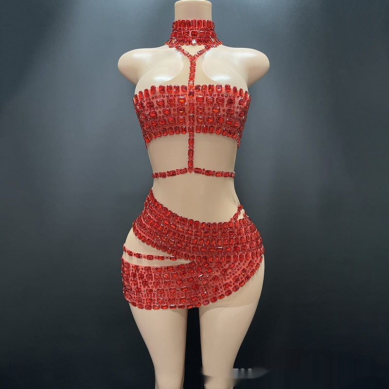 Rhinestone Short Skirt