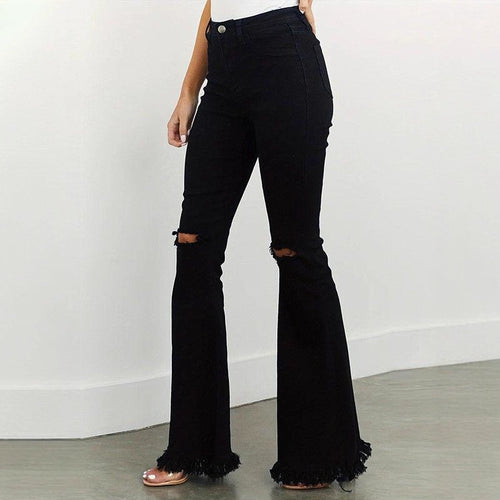 American-style Tomboy Ripped Slim-fit Womens Jeans