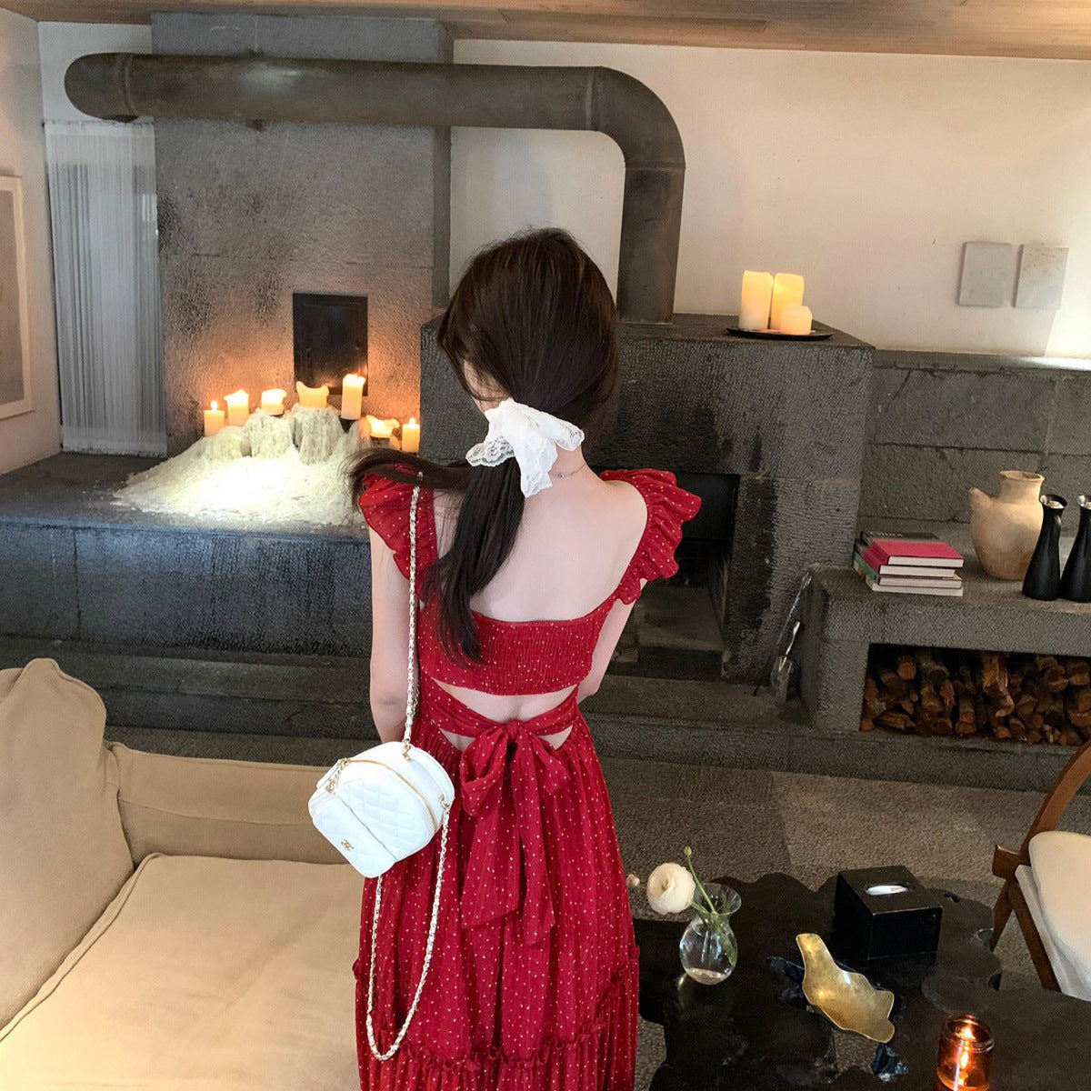 Beach-Style Backless Dress Womens Summer