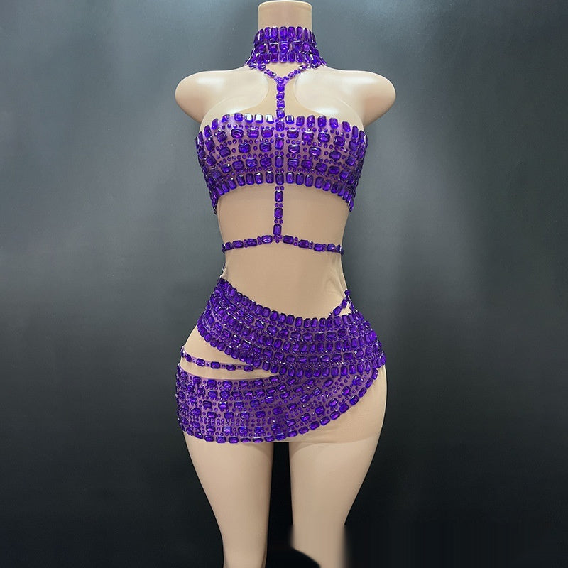 Rhinestone Short Skirt